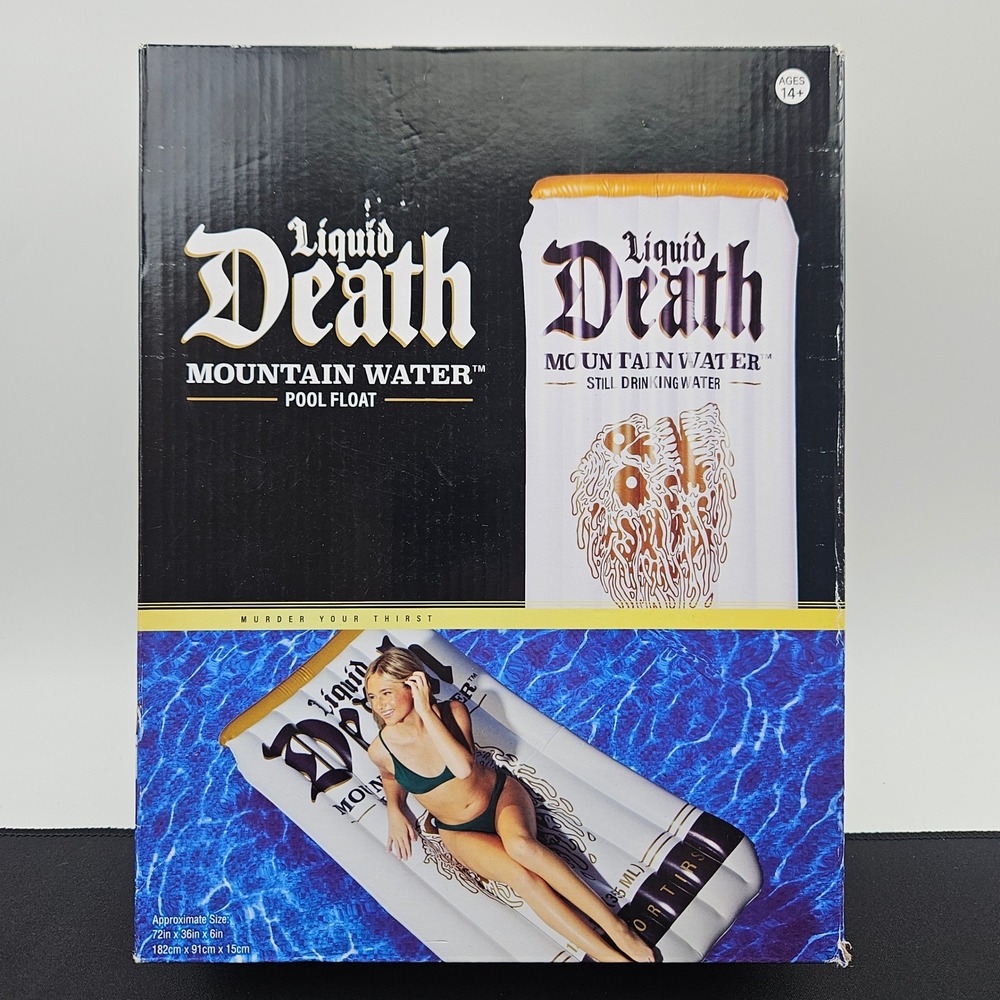 Liquid Death Mountain Water Pool Float "Murder Your Thirst" Can Design Ages 14+